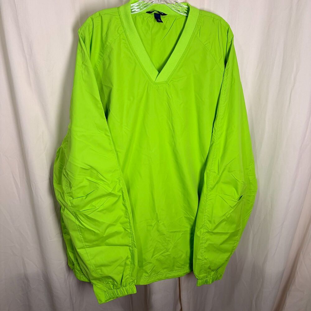 Sport-Tek Lime Green V-Neck Raglan Wind Shirt Pullover Jacket Men's Size 4XL